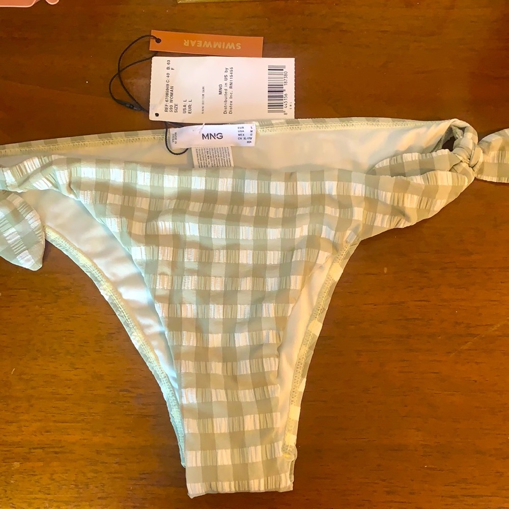 Mango itty bitty gingham tie bikini bottom NWT